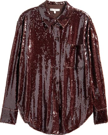 Find Your Light Sequin Button-Up Shirt
