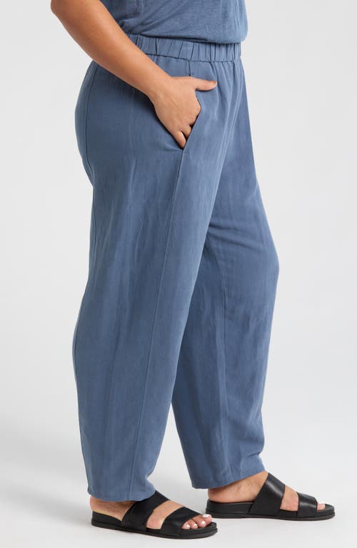 Eileen Fisher Organic Cotton & Linen Lantern Ankle Pants In Eclipse