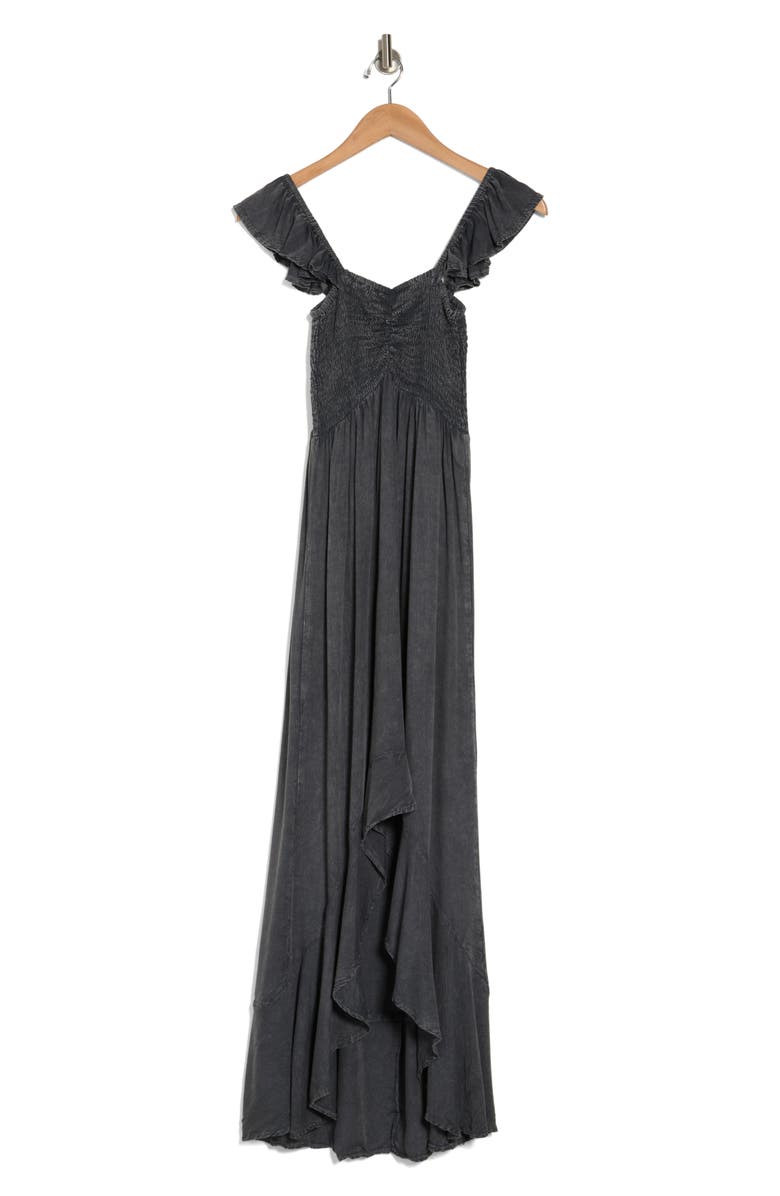 BOHO ME Maxi Ruffle Cover-Up Dress, Alternate, color, Charcoal