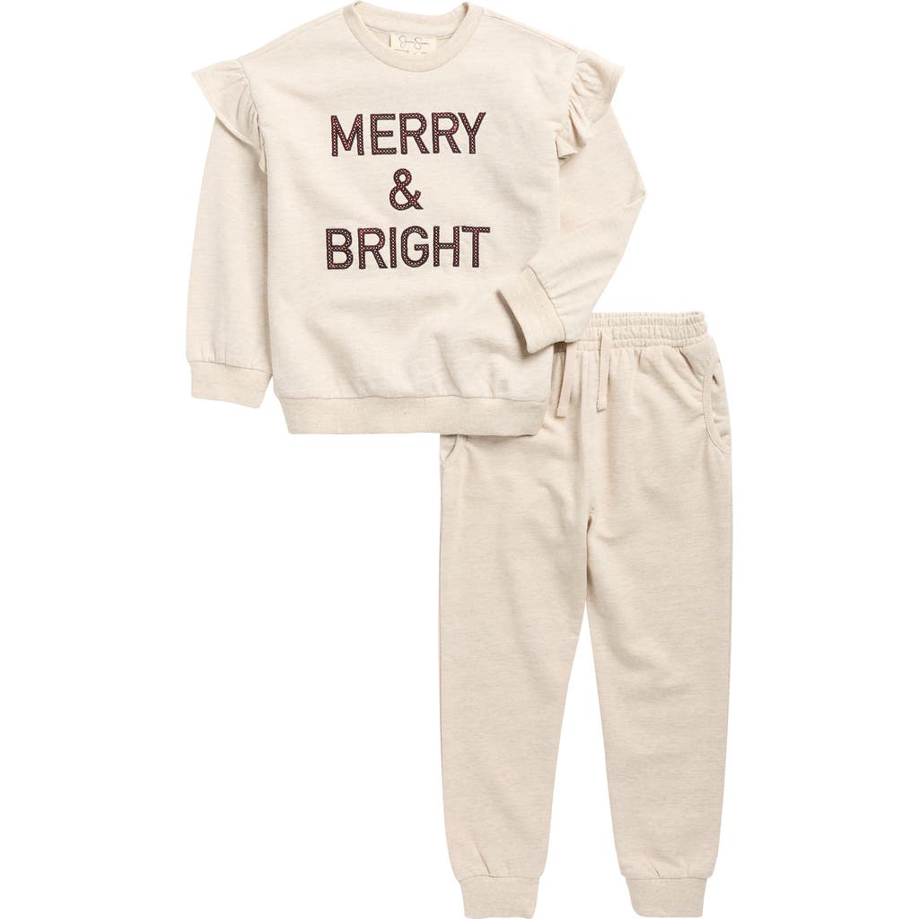 Jessica Simpson Kids' Holly Jolly French Terry Pullover & Joggers Set In Brown