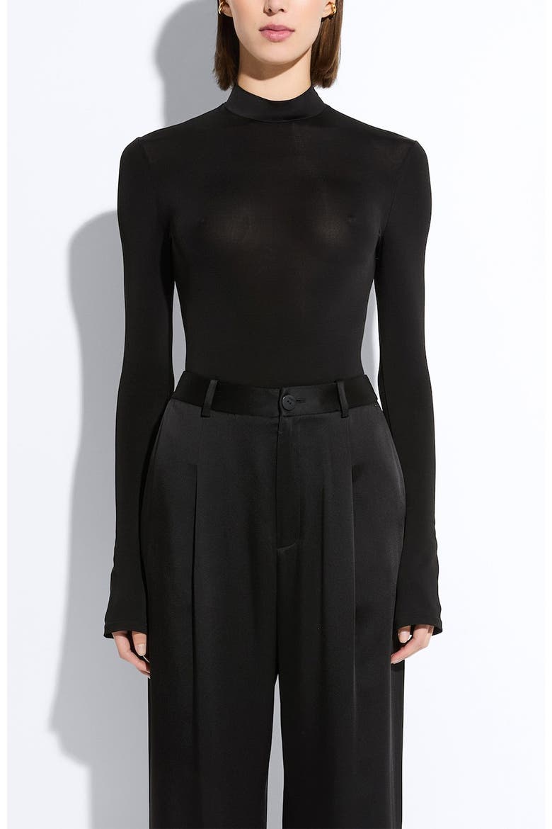 Jersey Mock Neck Bodysuit, Main, color, Black