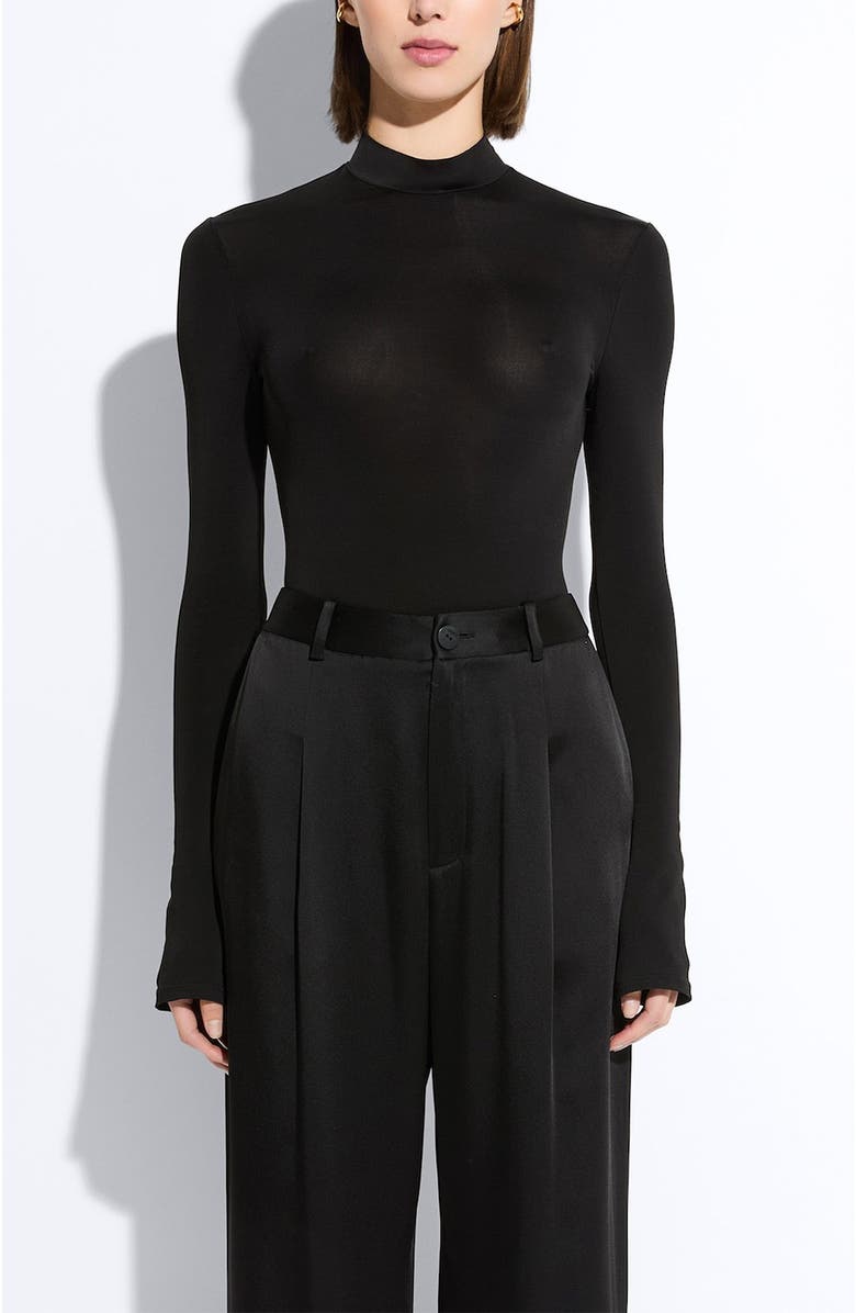 LAPOINTE Jersey Mock Neck Bodysuit, Main, color, Black