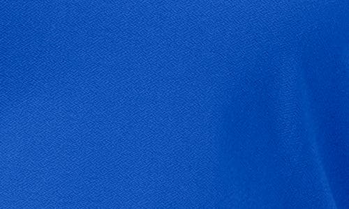 Cece Puff Sleeve Spread Collar Crepe Knit Top In Dp Royal Blue