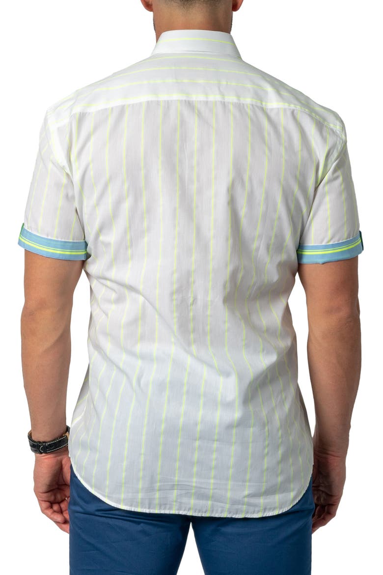 Galileo Fluo Short Sleeve Cotton Button-Up Shirt, Alternate, color, WHITE