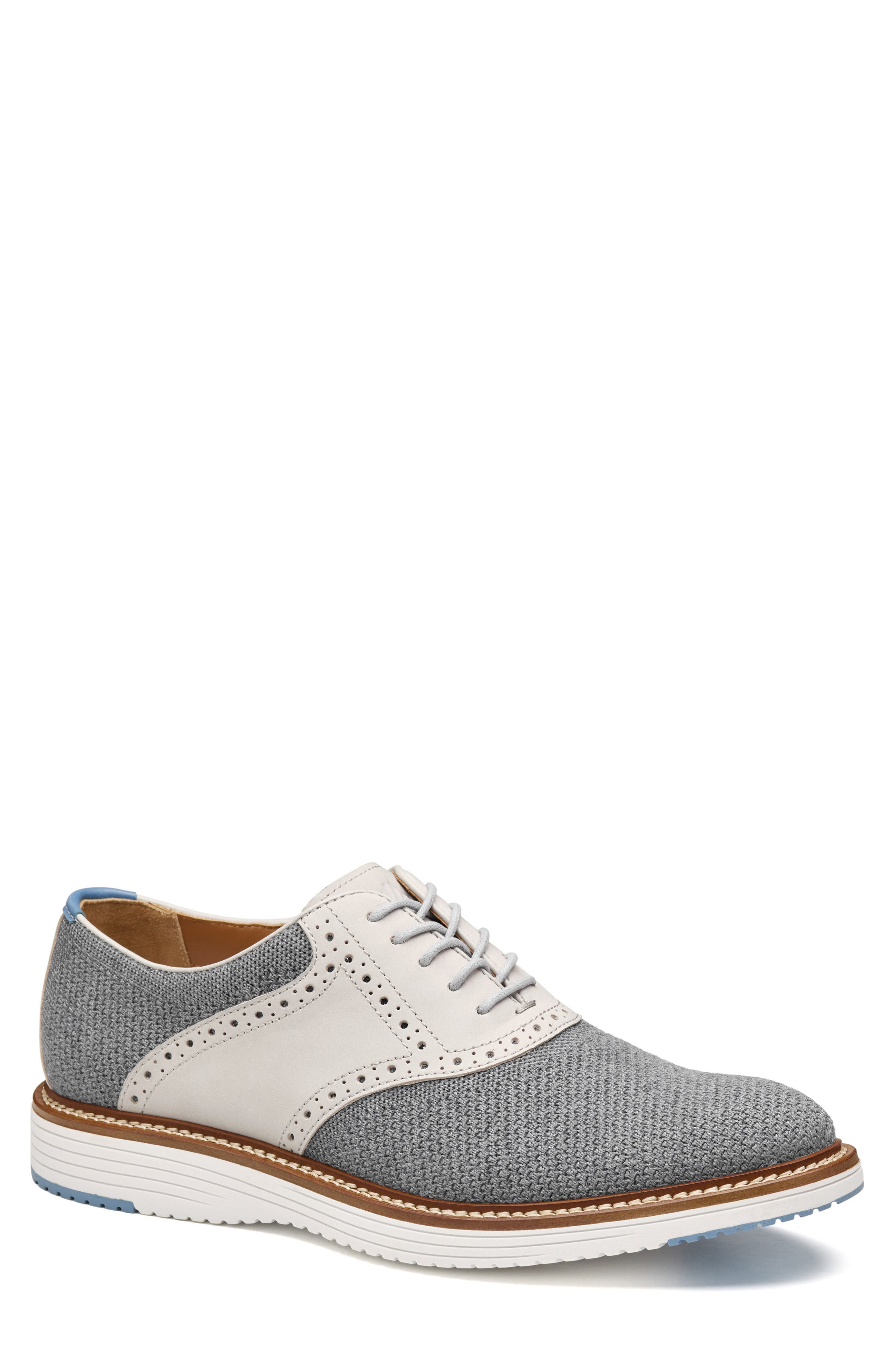 Johnston & Murphy Upton Knit Saddle Shoe, Main, color, Gray Knit/ Full Grain