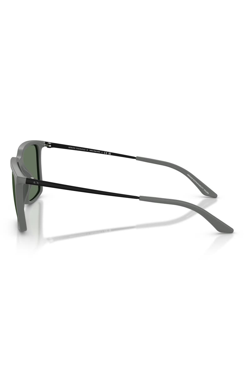Armani Exchange 55mm Square Sunglasses, Alternate, color, Matte Grey / Dark Green