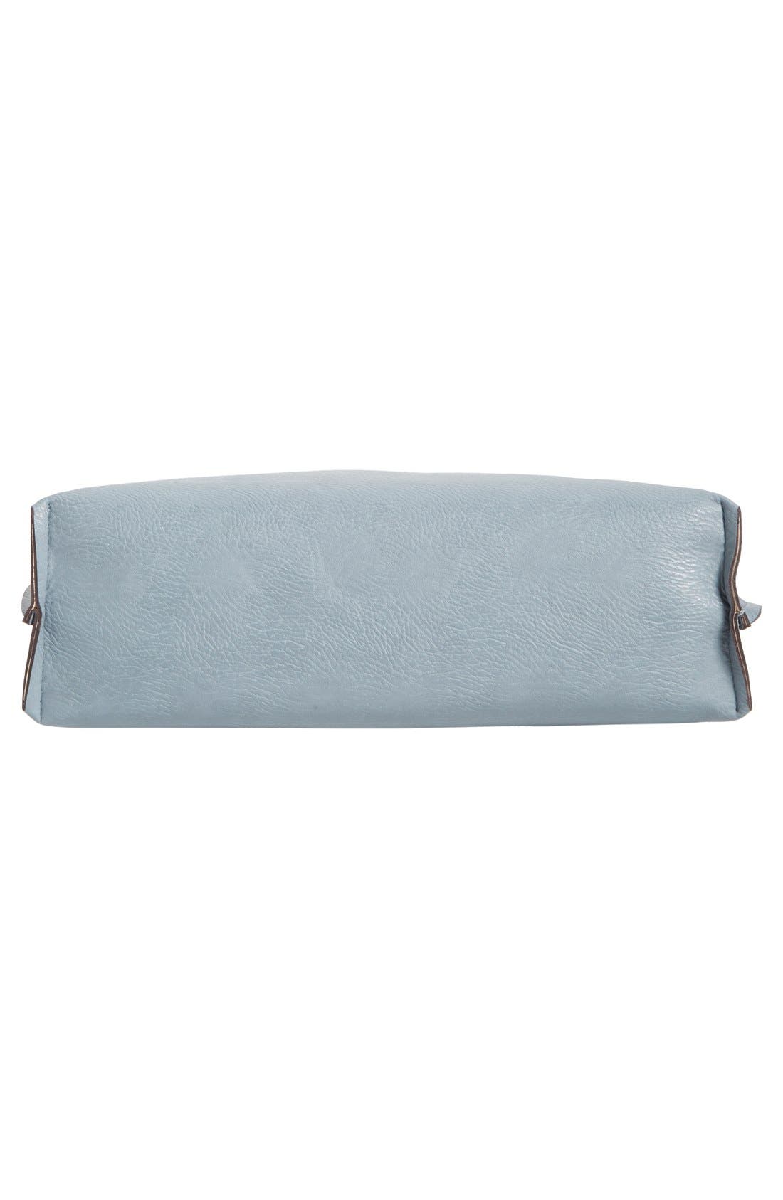 Reversible Faux Leather Tote & Wristlet, Alternate, color, BLUE/ STONE