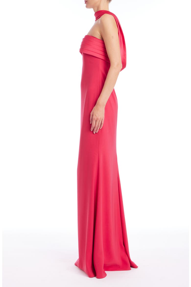Scarf Detail Strapless Gown, Alternate, color, ROSE