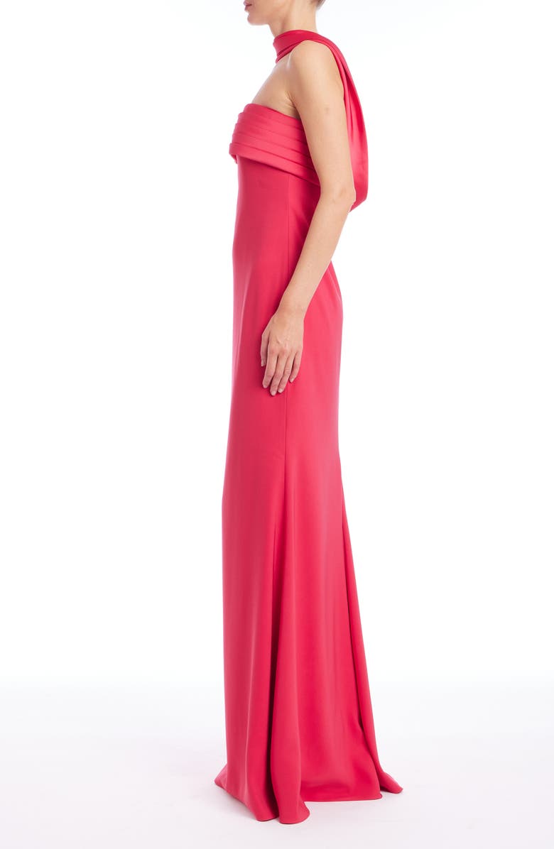 Badgley Mischka Collection Scarf Detail Strapless Gown, Alternate, color, Rose