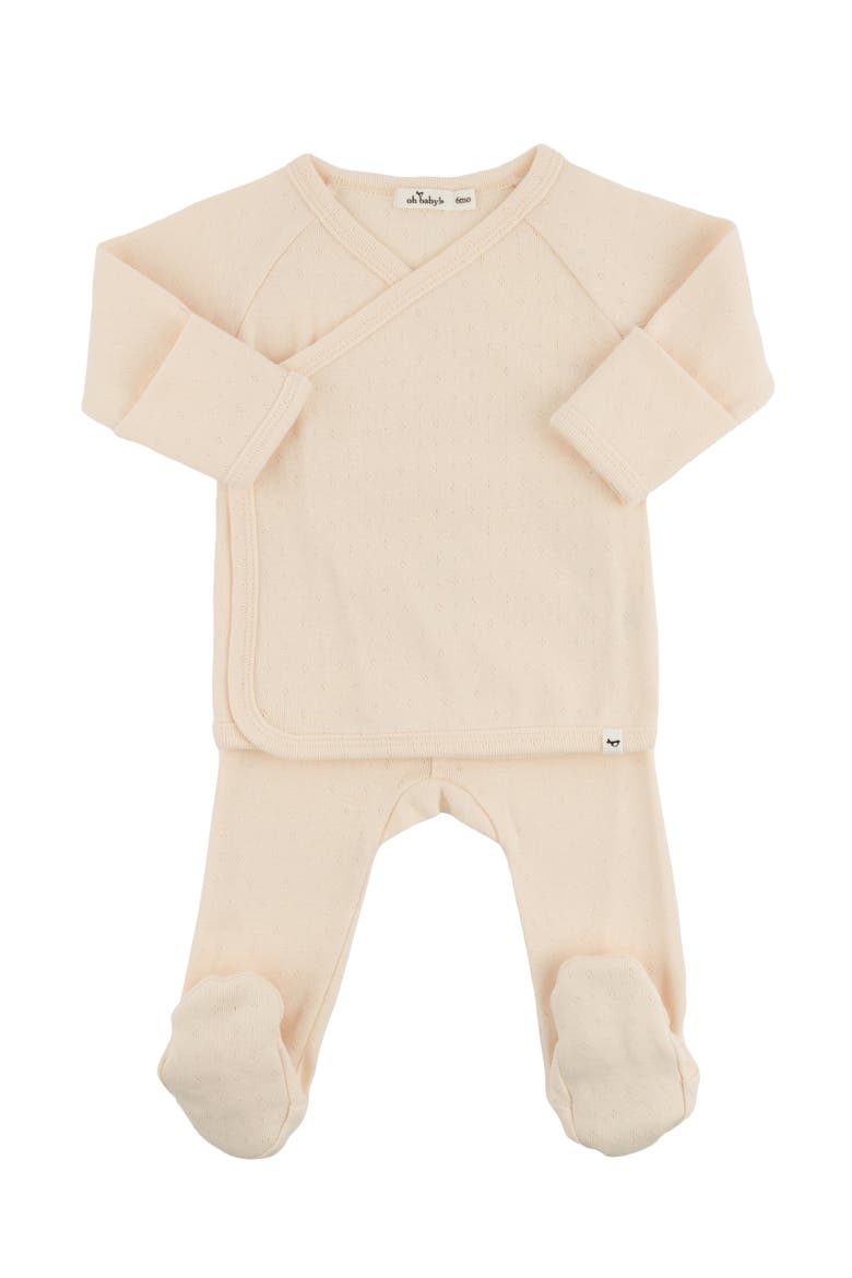 Twinkle Pointelle Wrap Top Set, Main, color, Natural