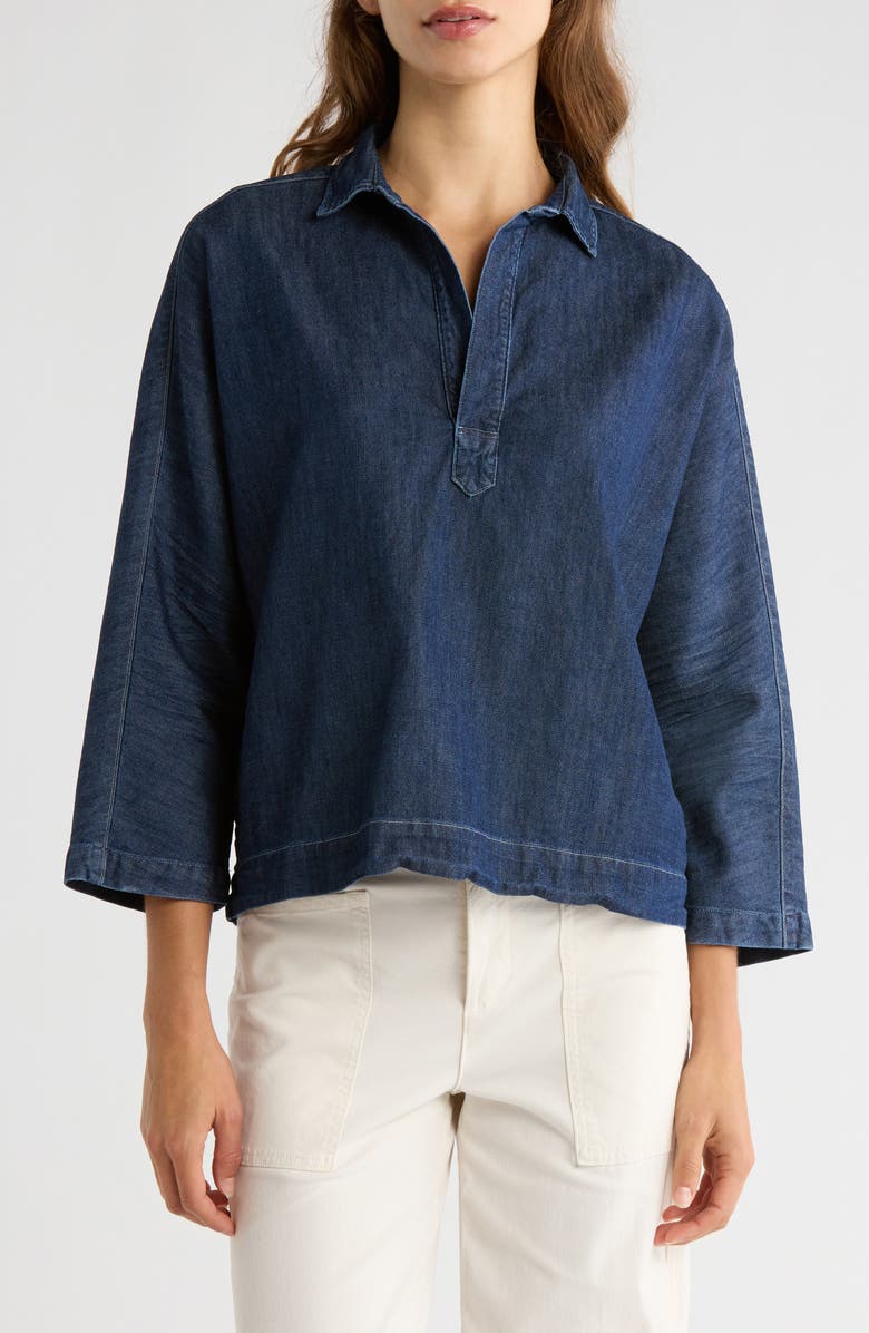 Frank & Eileen Denim Popover Top, Main, color, Vintage Dark Wash