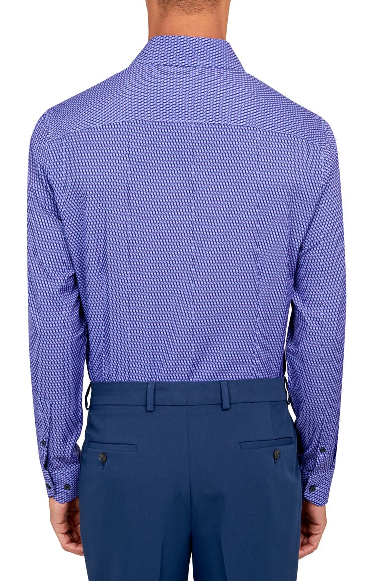 Geometric Print Performance Dress Shirt, Alternate, color, PURPLE