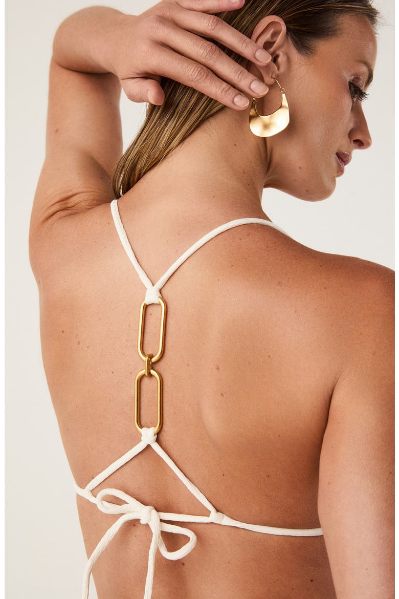Jo T-Back Triangle Bikini Top, Alternate, color, WHITE