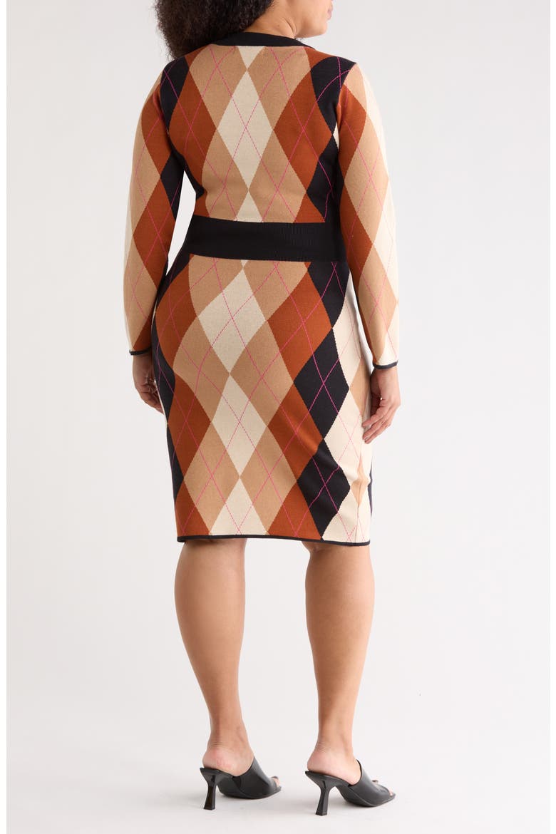 Sorority Long Sleeve Sweater Dress, Alternate, color, DIAMOND ARGYLE