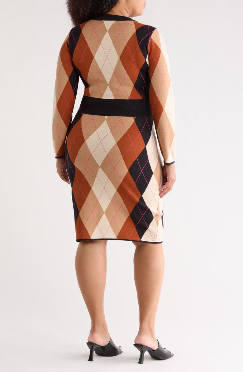 BY DESIGN Sorority Long Sleeve Sweater Dress, Alternate, color, Diamond Argyle