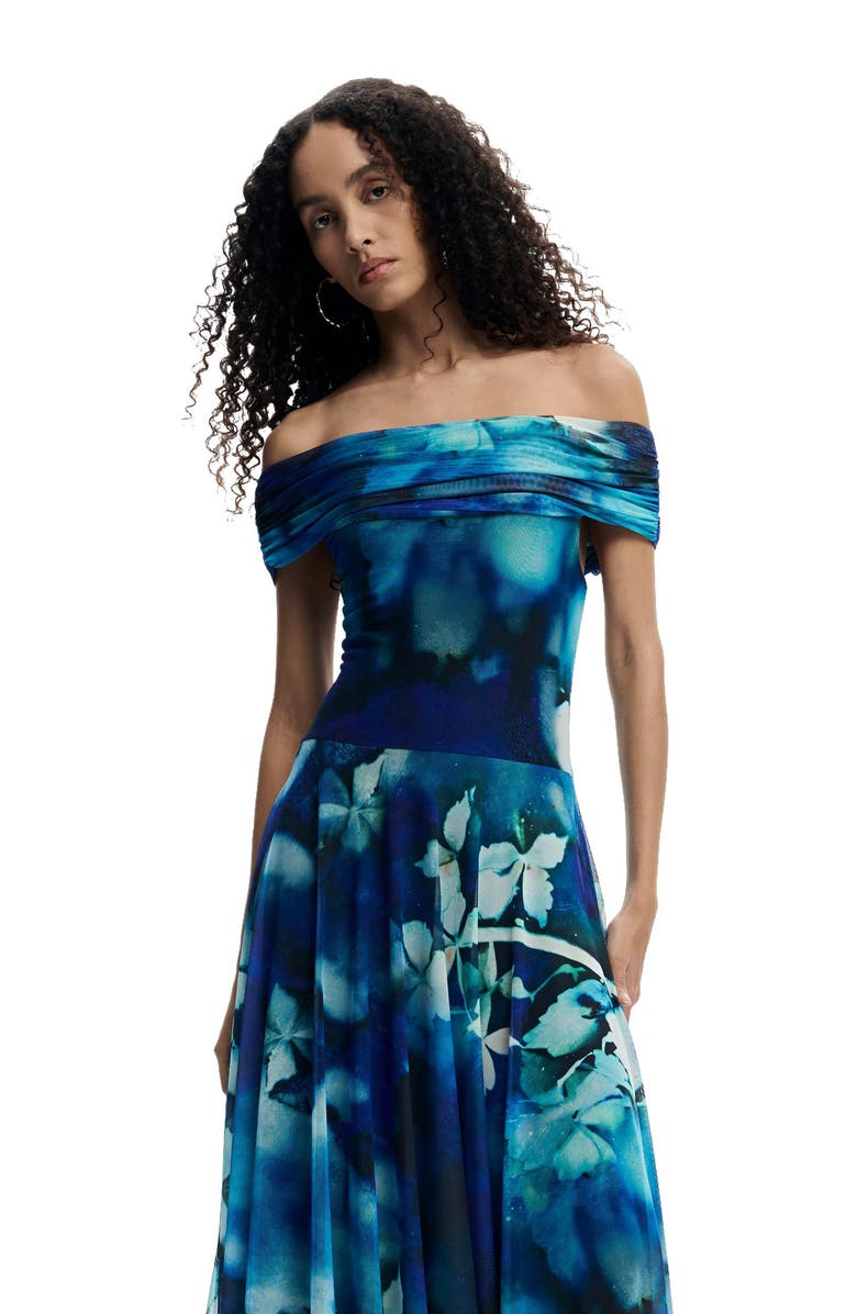 Desigual Floral Print Strapless Dress, Alternate, color,