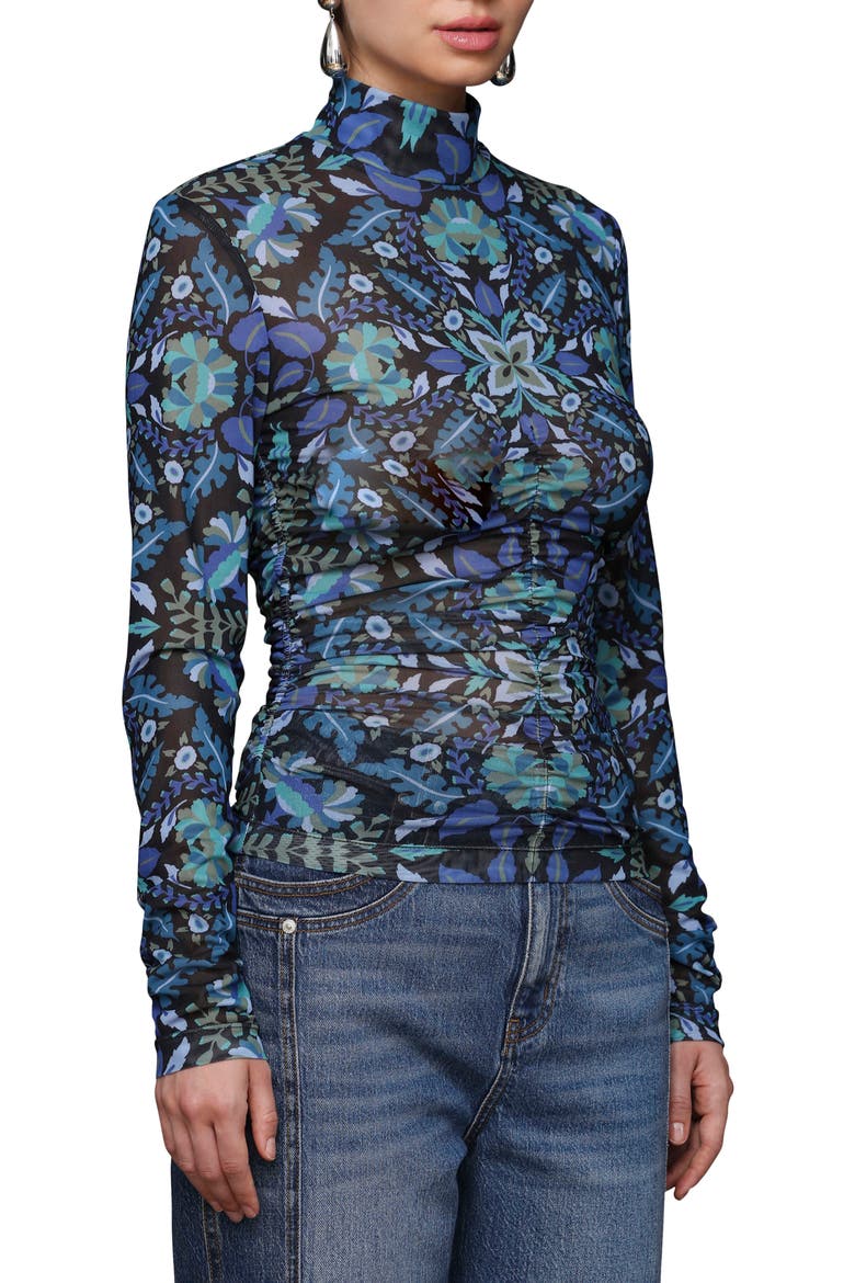 Floral Print Mock Neck Long Sleeve Shirt, Alternate, color, AUTUMN DITSY