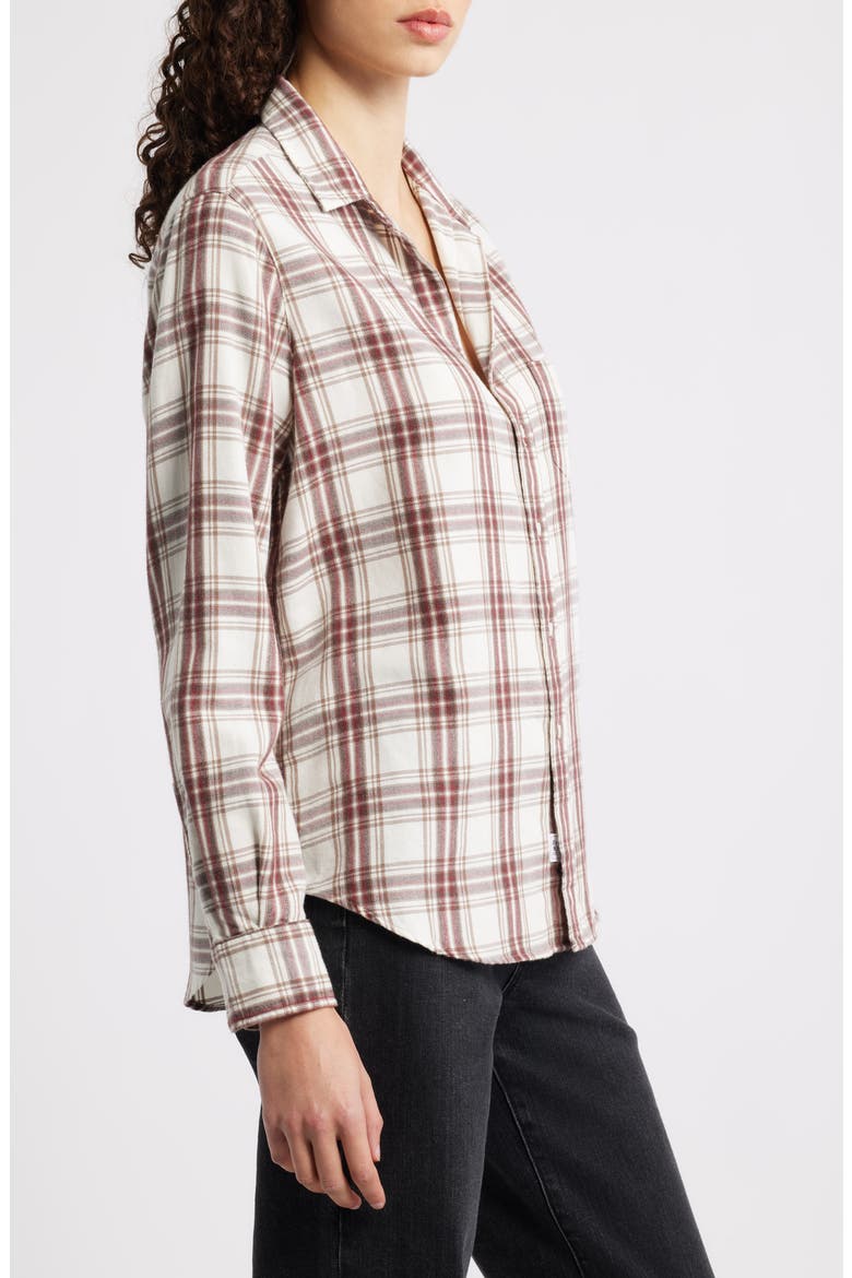 Eileen Relaxed Button-Up Shirt, Alternate, color, CREAM WINE BROWN PLAID