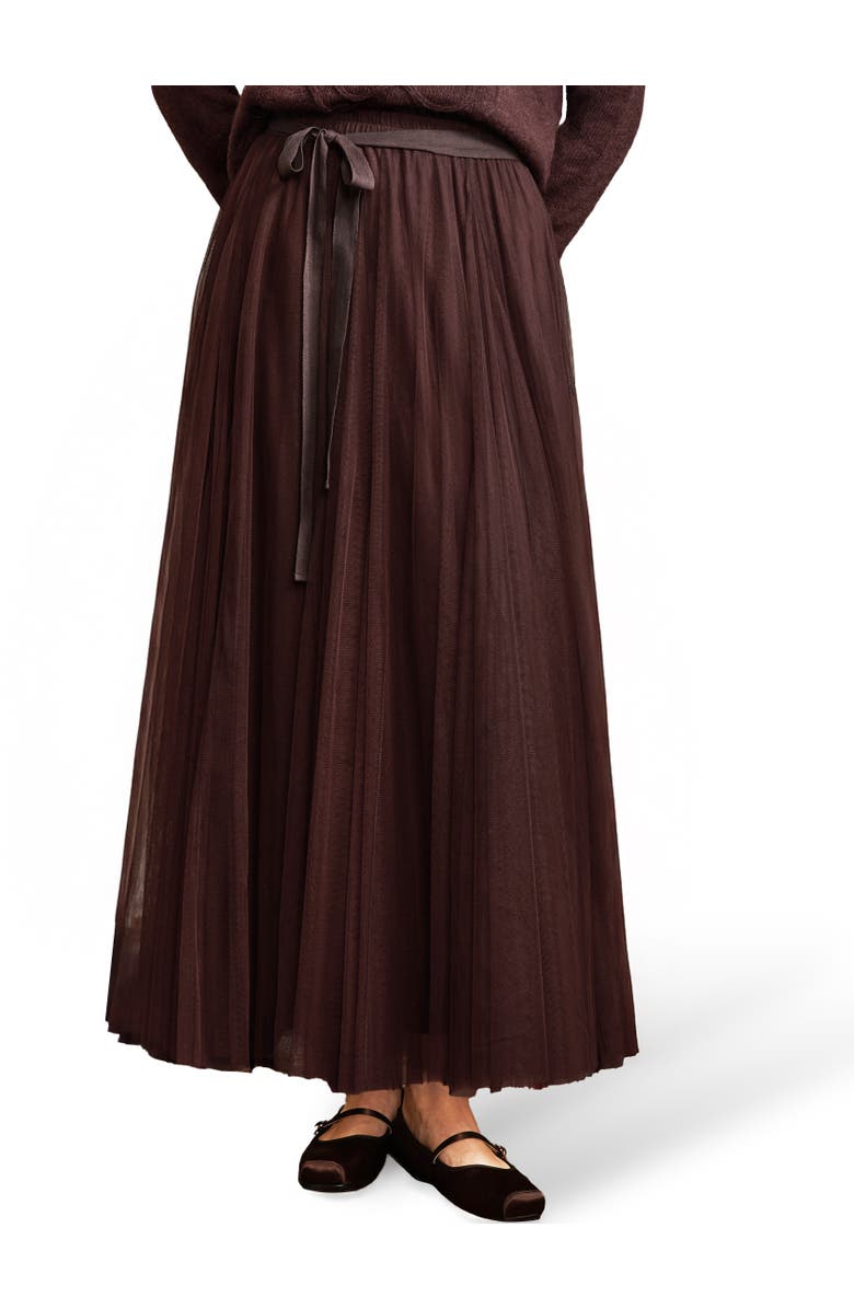 Ro&Zo Tulle Godet Maxi Skirt, Alternate, color, Brown