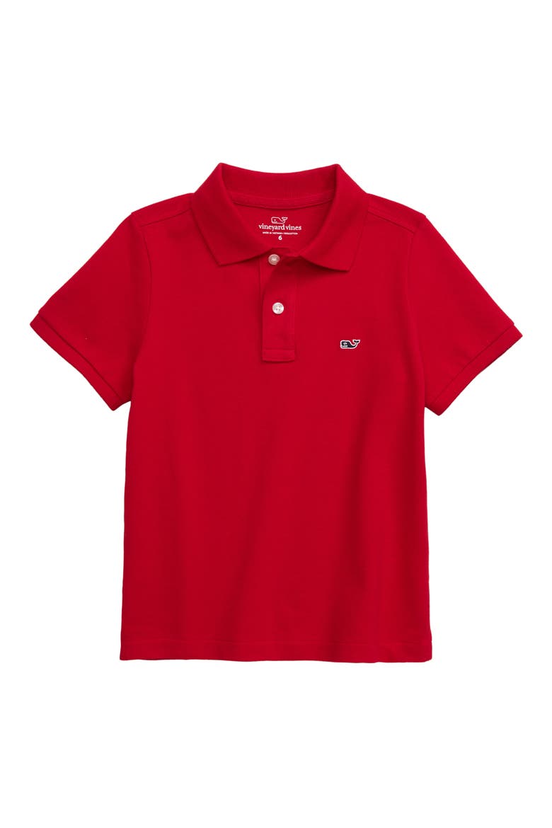 Kids' Classic Cotton Piqué Polo, Main, color, RED VELVET