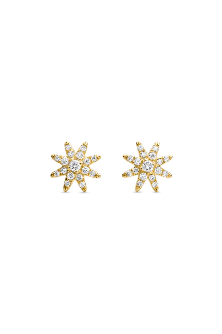 Petite Starburst 18K Gold & Pavé Diamond Stud Earrings, Main, color, DIAMOND/ YELLOW GOLD