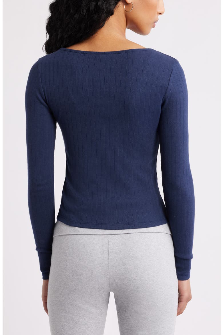 Scoop Neck Pointelle Cardigan, Alternate, color, NAVY IRIS