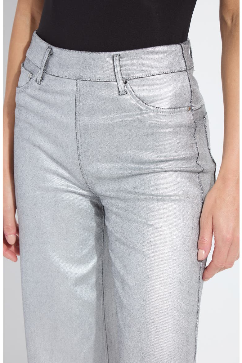 Metallic Coated High Waist Wide Leg Pull-On Jeans, Alternate, color, METALLIC SILVER