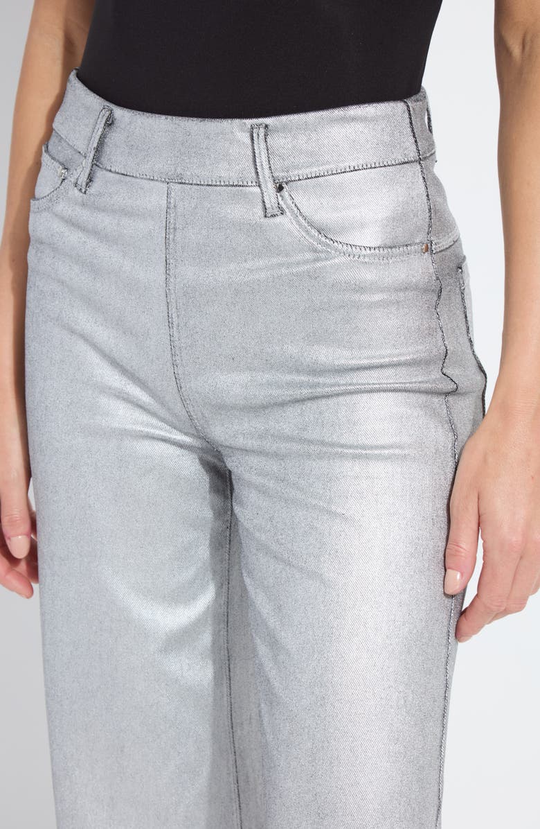 Lysse Metallic Coated High Waist Wide Leg Pull-On Jeans, Alternate, color, Metallic Silver