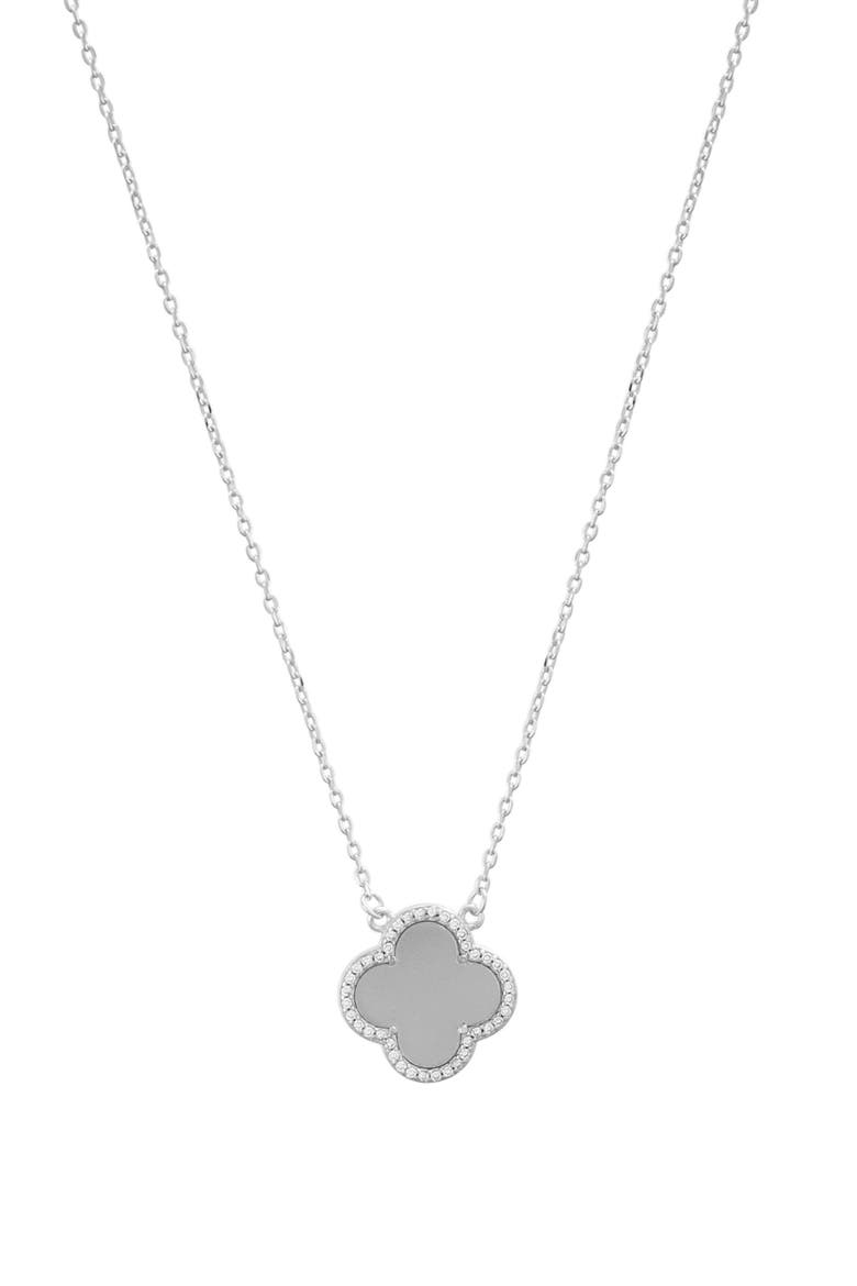Crystal Halo Clover Pendant Necklace, Main, color, SILVER