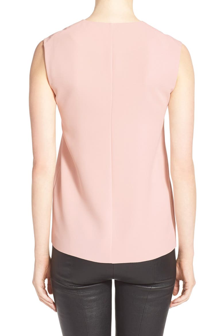 Drape Laser Cut Zip Neck Shell, Alternate, color, NEW BUFF