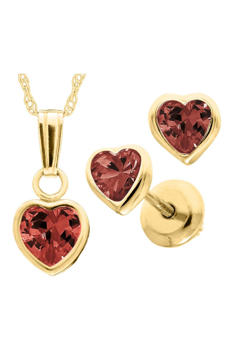 14k Gold Birthstone Necklace & Stud Earrings, Alternate, color, JANUARY