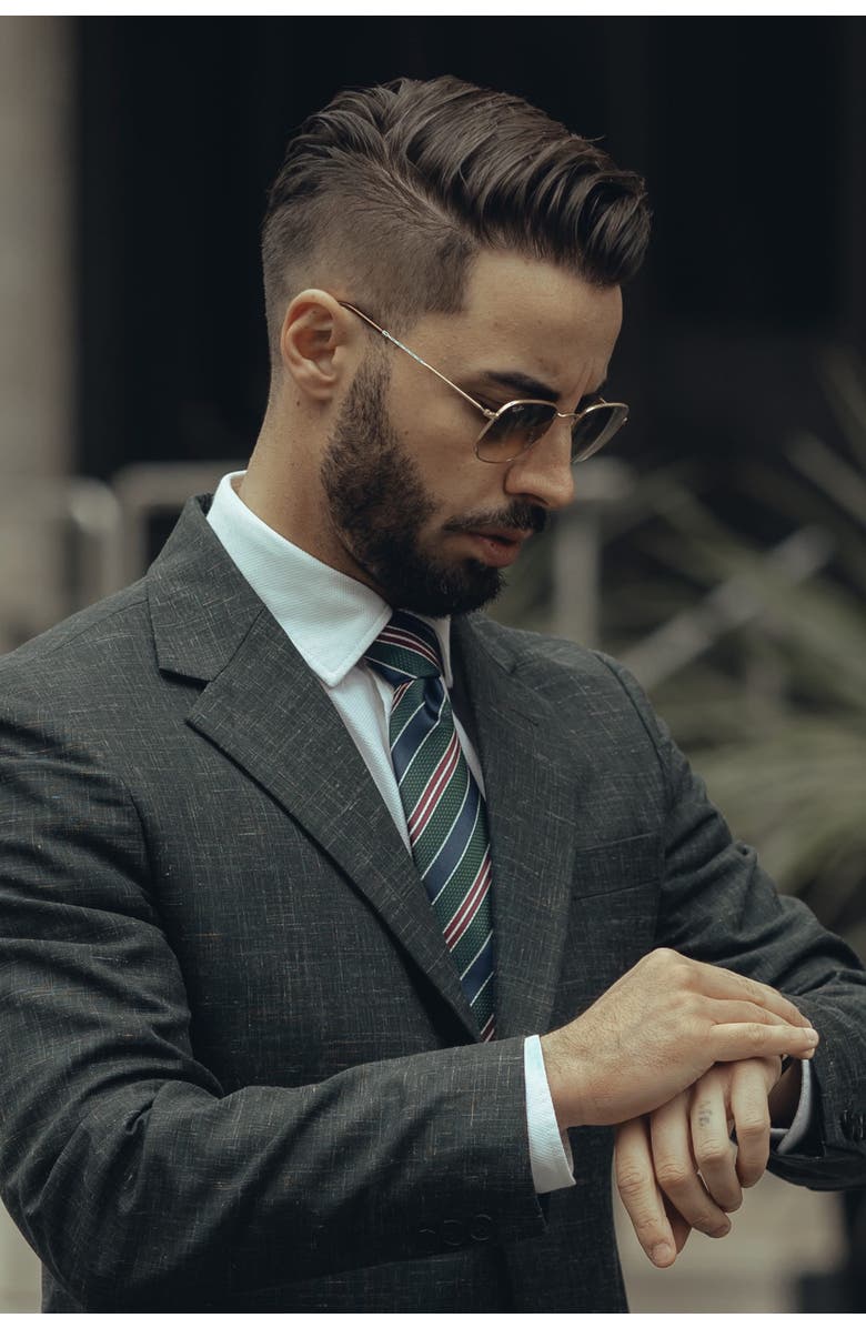 Elizabetta Vesuvio - Extra Long Silk Jacquard Tie for Men, Alternate, color, Green And Navy