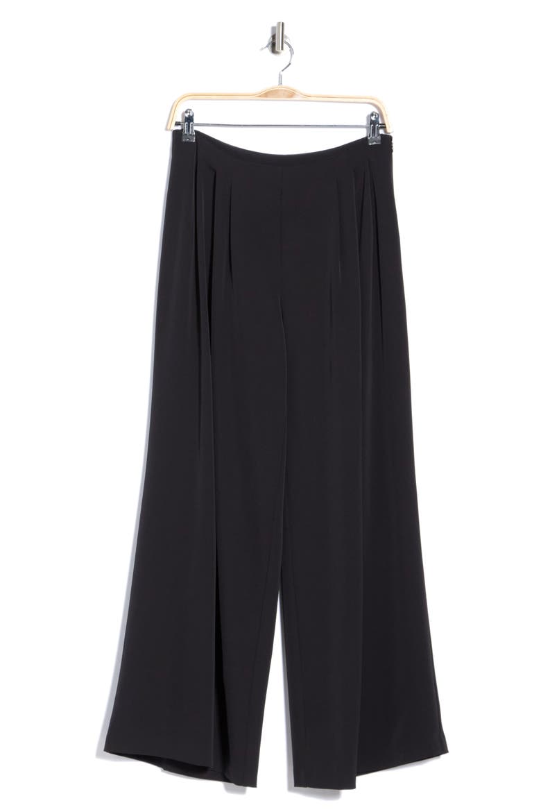 Pleated High Waist Wide Leg Pants, Alternate, color, BLACK