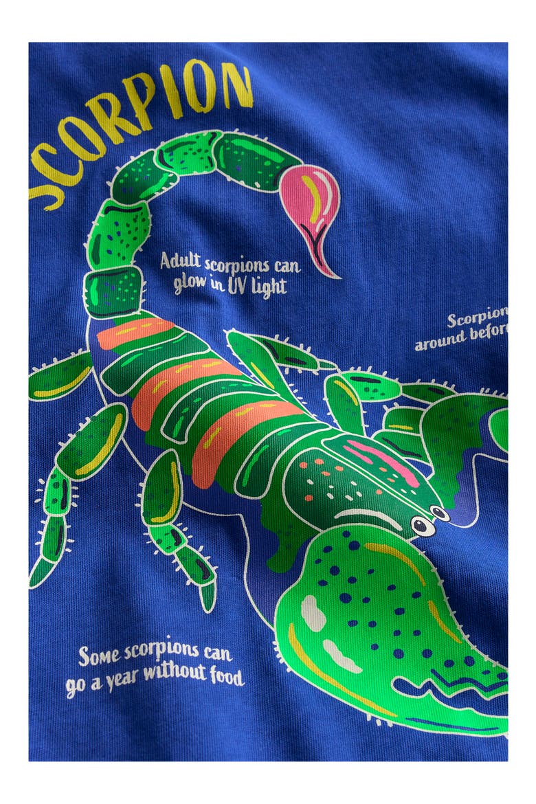 Kids' Glow in the Dark Cotton Graphic T-Shirt, Alternate, color, BRIGHT BLUE SCORPION