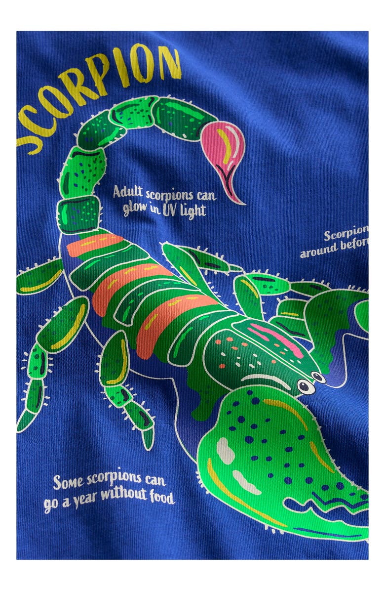 Mini Boden Kids' Glow in the Dark Cotton Graphic T-Shirt, Alternate, color, Bright Blue Scorpion