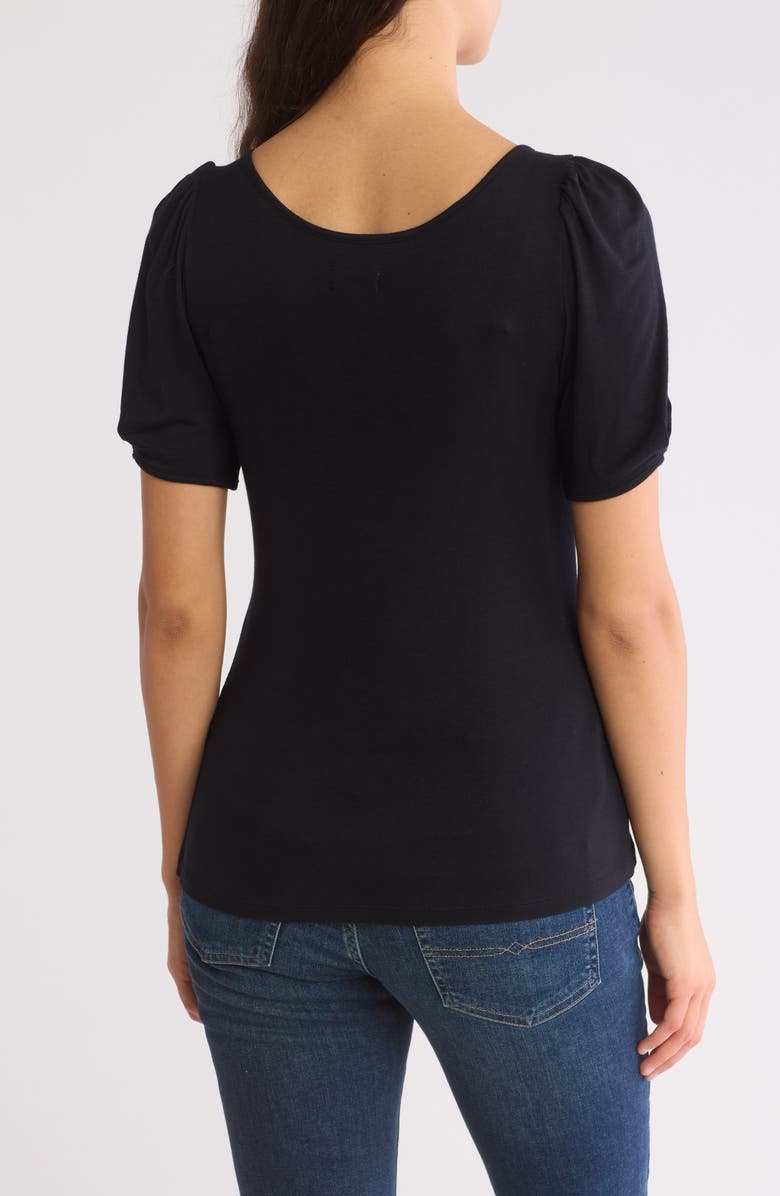 NORDSTROM RACK V-Neck Pleated T-Shirt, Alternate, color, Black