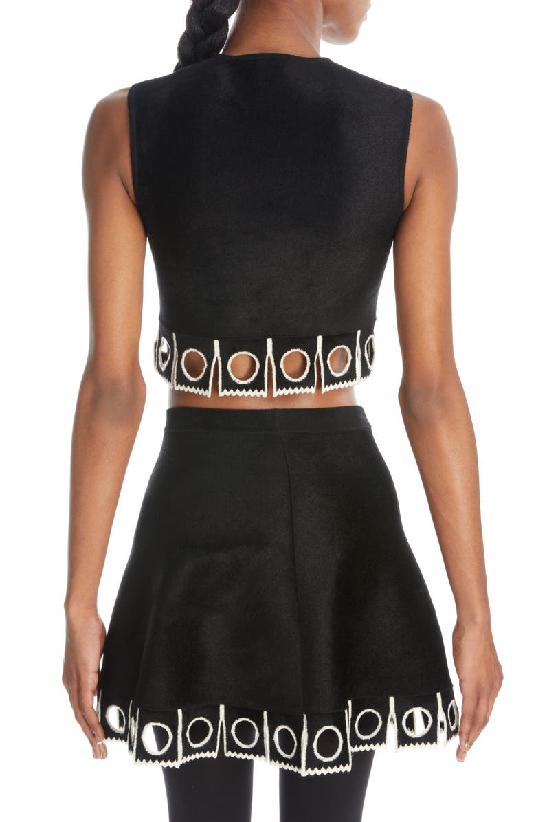 Alaïa Circle Trim Sleeveless Crop Sweater, Alternate, color, 
