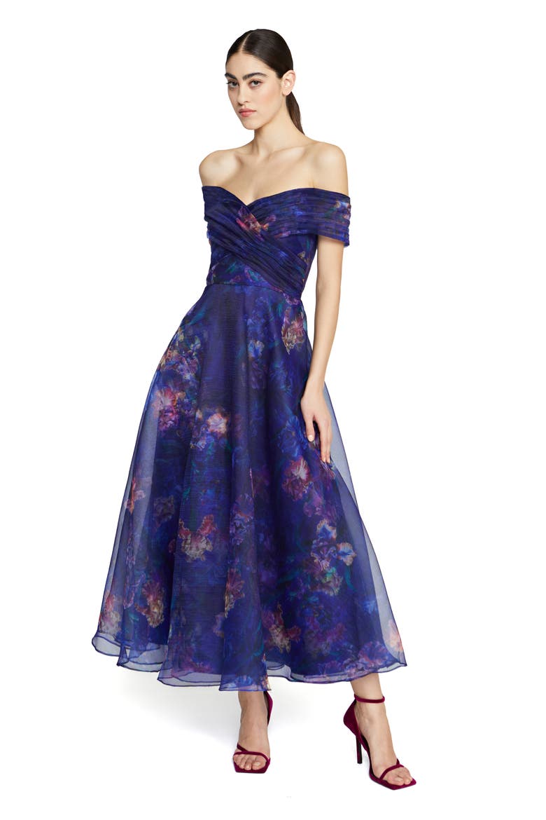 Desiree Off the Shoulder Cocktail Dress, Alternate, color, MOONLIT IRIS