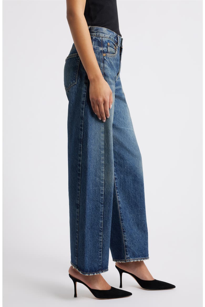 Harlem Side Line High Waist Wide Leg Ankle Jeans, Alternate, color, DARK BLUE