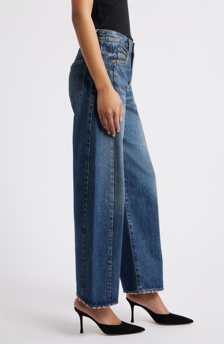 MOUSSY VINTAGE Harlem Side Line High Waist Wide Leg Ankle Jeans, Alternate, color, Dark Blue