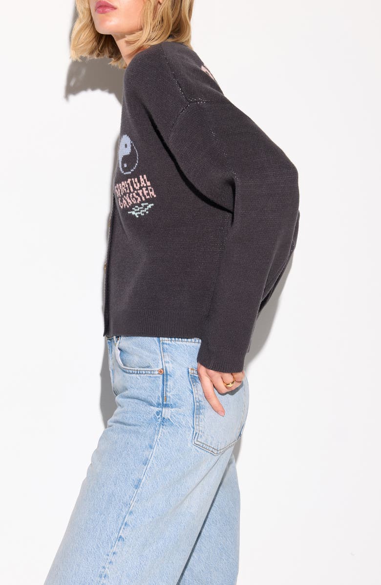 Spiritual Gangster El Tigre Delaney Cardigan, Alternate, color, Ash