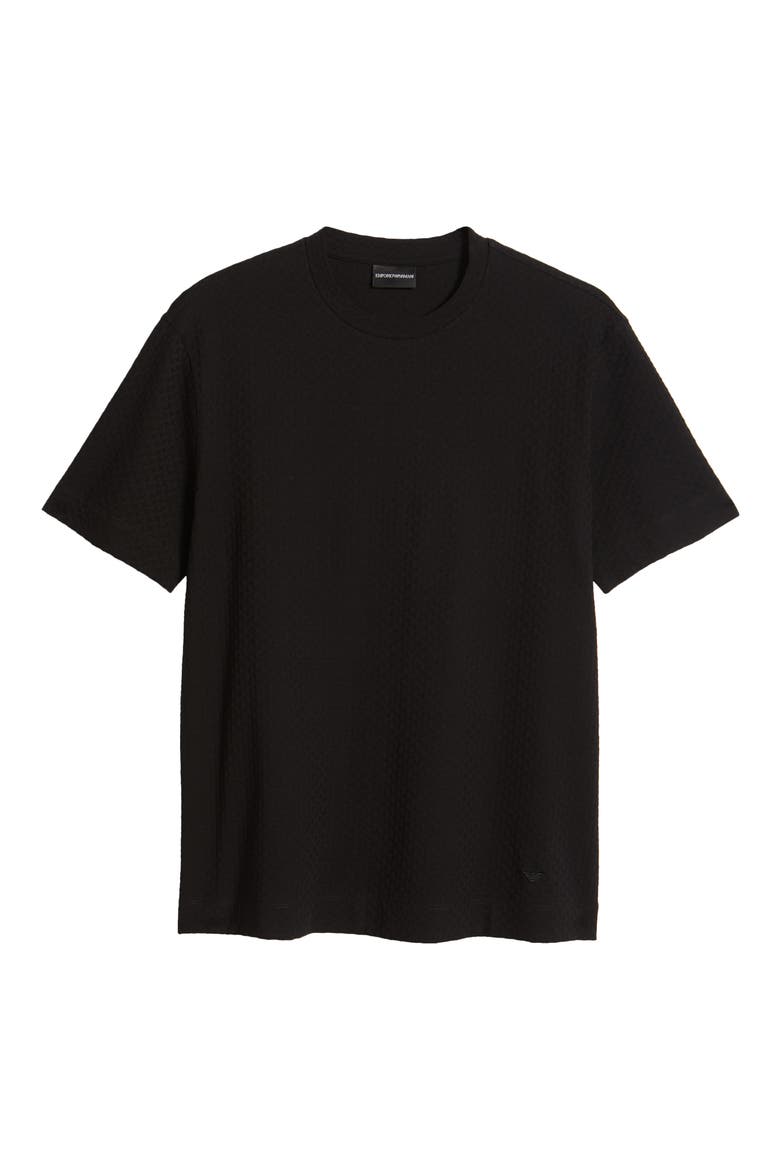 Basket Weave Jacquard T-Shirt, Alternate, color, SOLID BLACK