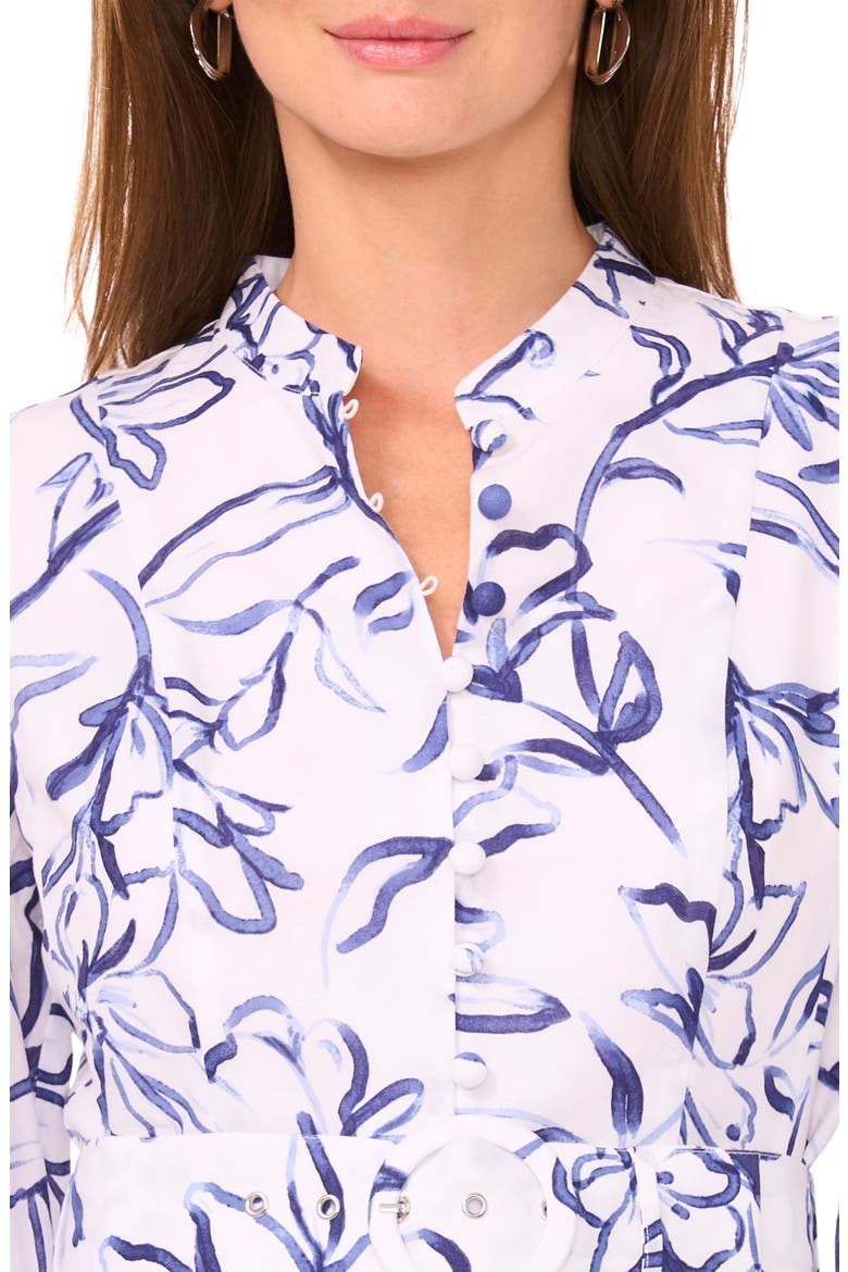 Floral Belted Cotton Shirtdress, Alternate, color, MOSAIC SKY