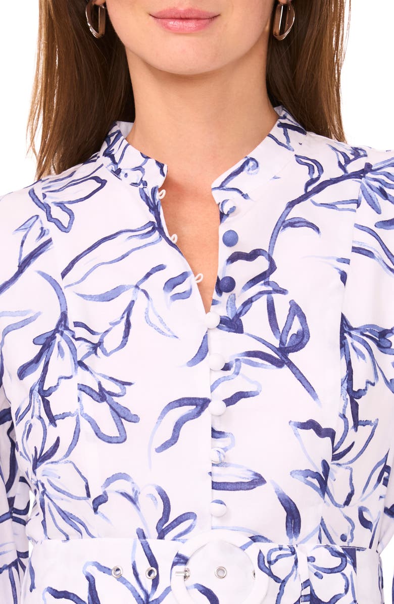 CeCe Floral Belted Cotton Shirtdress, Alternate, color,