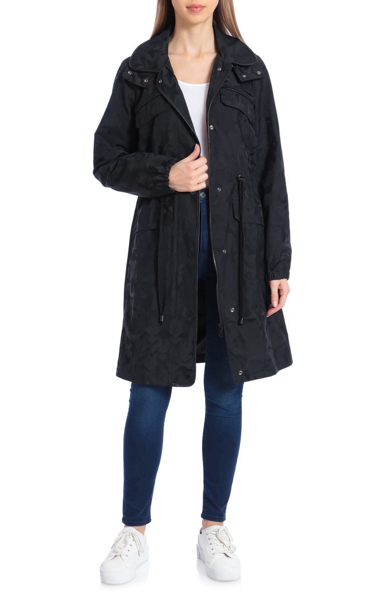 Avec Les Filles Star Jacquard Raincoat with Removable Hood, Main, color,