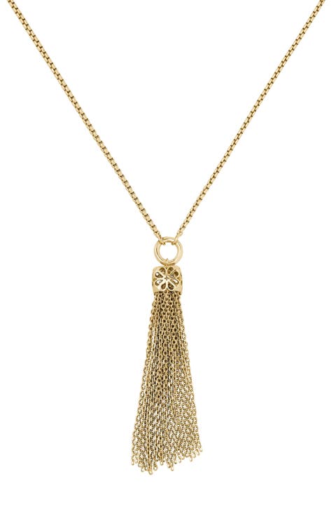Spade Flower Lace Tassel Pendant Necklace