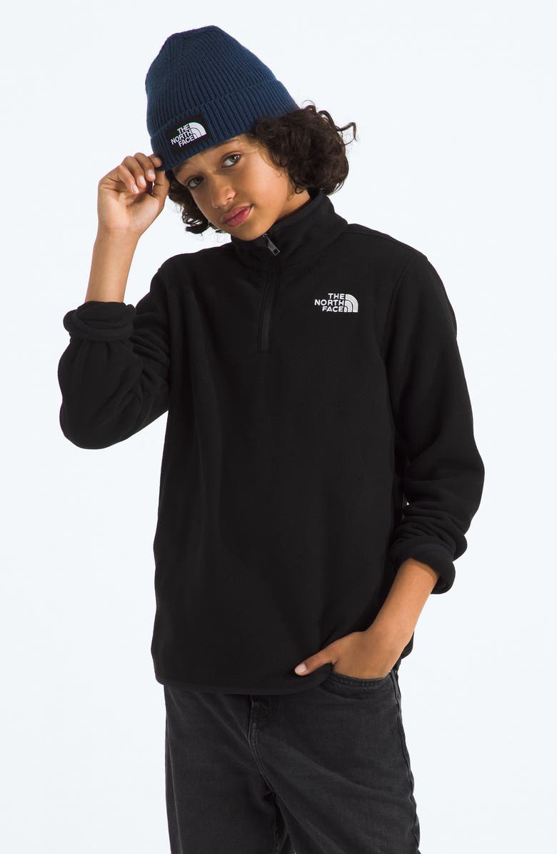 The North Face Kids' Glacier Quarter Zip Polar Fleece Sweater, Alternate, color, Tnf Black