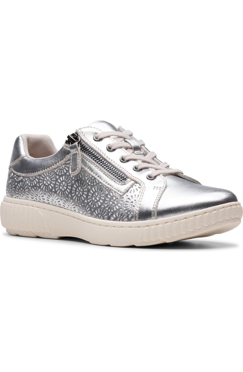 Clarks<sup>®</sup> Caroline Rio Sneaker, Main, color, Silver Leather