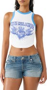 True Religion Crystal Graphic Ringer Racerback Tank Top