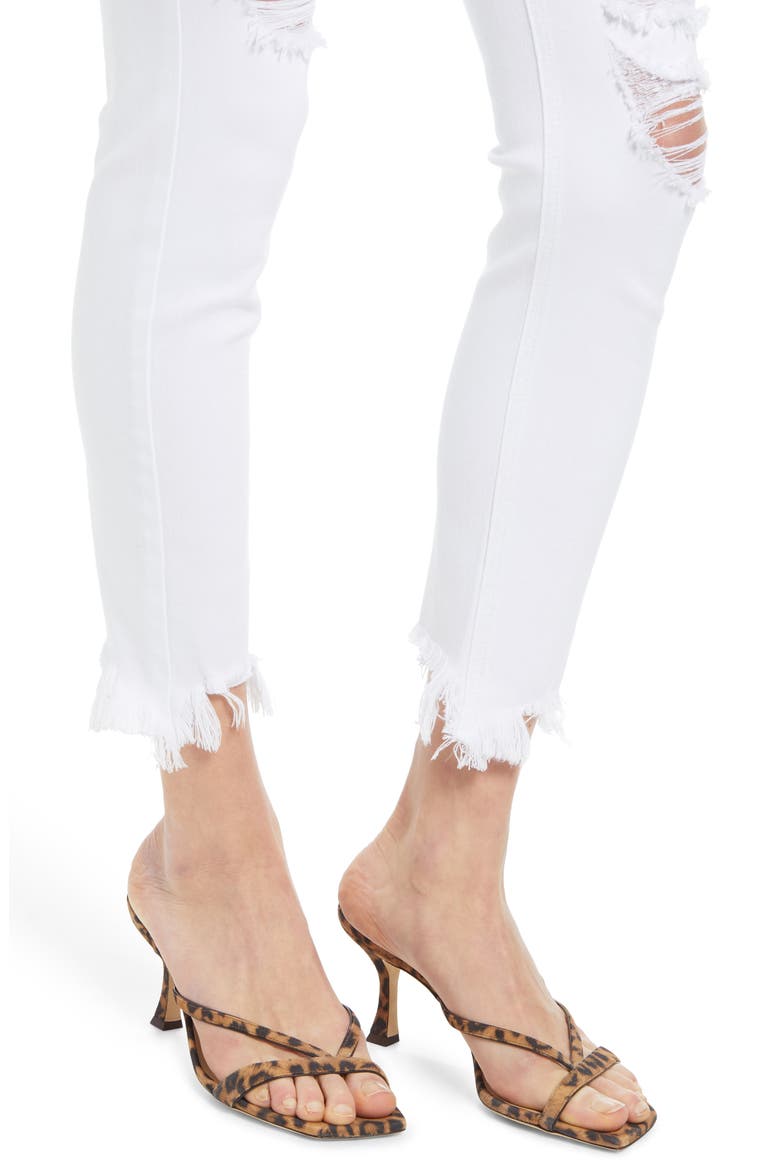 Ripped Raw Step Hem Ankle Skinny Jeans, Alternate, color, WHITE